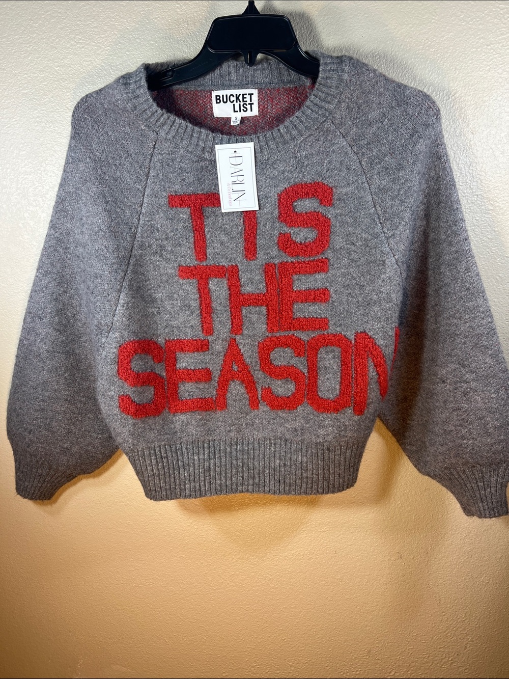 BUCKETLIST Gray & Red 'Tis The Season Knit Crewneck Sweater